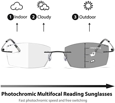 Progressive Photochromic Multifocus Reading Glasses Blue Light Blocking Diamond Cut Transition Multifocal Readers
