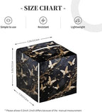 Gold Butterfly Black Marble Print Tissue Box Cover Square Leather Waterproof Tissue Box Holder for Home Office