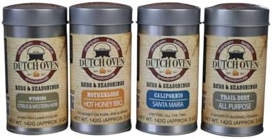 Dutch Oven Smokehouse Variety Spice gift Pak III - Motherlode, Trail Dust, Californio, Wyoming - Handcrafted Seasoning for Brisket, Pork, Ribs & Chicken - All-Natural BBQ Rubs - Authentic Western Smokehouse Flavors - 4x10.5oz