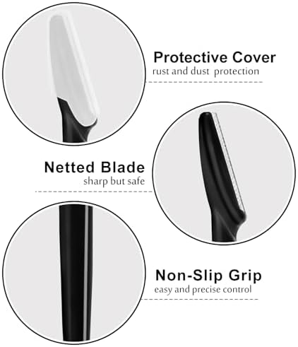 HFATMOS 21 Pcs Eyebrow Razors, Face Razors Multipurpose, Exfoliating Dermaplaning Tools, Eyebrow Trimmers Shaver with Protective Cover, Facial Hair Removal for Women Men Body Use (Black)