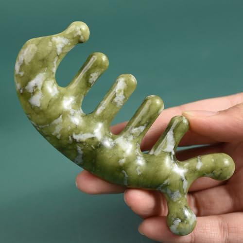 Scalp Massager Jade Craft Massage Comb Acupoint Massager Wide Tooth Jade Combs
