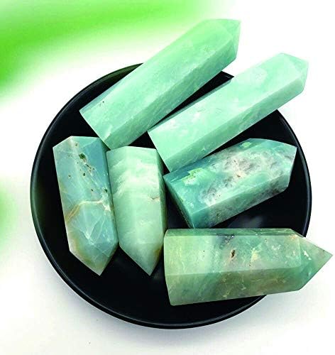 Acxico 1 pcs Natural Blue Carribean Calcite Tower Point Quartz Crystal Wand Healing Stone 6-7cm