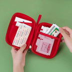 Medicine Pouch Pill Pocket Mini Travel First Aid Bag Outdoor Portable First Aid Kit Empty Red Small Medical Bag Family Emergency Medical Kit Waterproof Oxford Zipper Pouch Hiking Survival Supplies