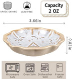 Ceramic Soy Sauce Dish, 2 Oz Beige Dipping Bowls Set, Small Serving Bowls, Set of 2 Mini Dip Plates for Side Dishes, Ketchup, Appetizer, Soy, Vinegar, Sushi, BBQ, Party, Condiments (J)