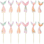 Gyufise 36Pcs Mermaid Tail Cupcake Toppers Mini Under the Sea Mermaid Tail Figures Cupcake Pick Decorations for Party Decoration Baby Shower Supplies