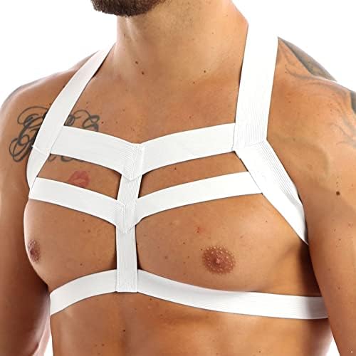 iiniim Mens Sexy Harness Belt Body Chest Lingerie Nylon Elastic Shoulder Strap Punk Gothic Rave Clubwear