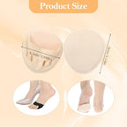 4 Pairs Ball of Foot Cushion Pads Sock Women's Toe Cover Sock with Padding Reusable Toe Topper Socks Invisible Toeless Half Socks Non-Skid Metatarsal Pads Sponge Shoe Protector for Foot High Heels