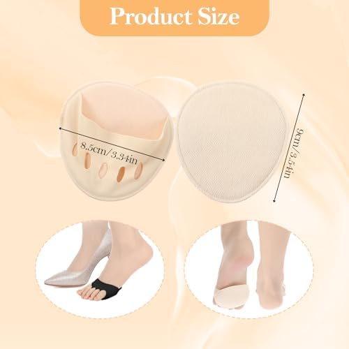 4 Pairs Ball of Foot Cushion Pads Sock Women's Toe Cover Sock with Padding Reusable Toe Topper Socks Invisible Toeless Half Socks Non-Skid Metatarsal Pads Sponge Shoe Protector for Foot High Heels