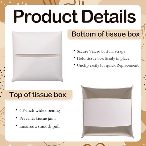Happy Easter PU Leather Tissue Box Cover - Cute Bunny Ears Decorative Tissue Holder - Festival Waterproof Dispenser Box - Facial Paper Organizer Home Decor for Living Room, Bathroom, Office - A07
