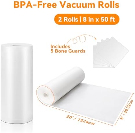 Wevac Vacuum Sealer Bags 8x50 Rolls 2 pack for Food Saver, Seal a Meal, Weston. Commercial Grade, BPA Free, Heavy Duty, Great for vac storage, Meal Prep or Sous Vide