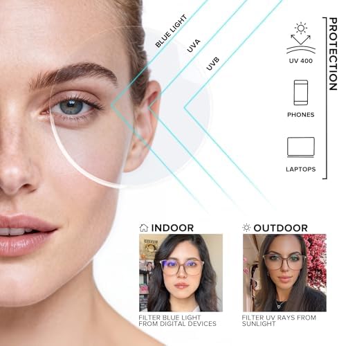GUDVUE Blue Light Glasses For Woman, Computer Reading/Gaming/Phones Glasses, Anti Glare/UV400/Eye Strain
