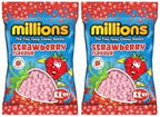 Millions Candy Assorted Flavors Pack 2 Pack, Strawberry, Vimto, Apple, Watermelon, Bubblegum, 110g (Strawberry)