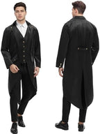 Men's Steampunk Vintage Tailcoat Jacket Gothic Medieval Coat for Halloween Costume