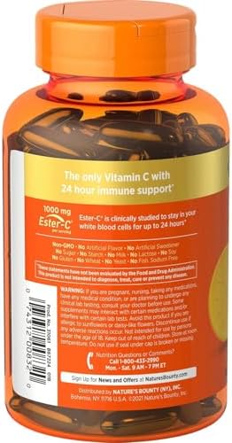 Nature’s Bounty Immune 24 Hour Immune Support Softgels, 1000mg Vitamin C, 120 Ct