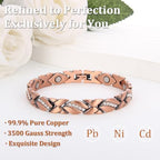 99.99% Pure Copper Magnetic Bracelet and Ring Set for Women, Heart Wire Design Adjustable Jewelry with 3800 Gauss Magnets, Elegant Gift Box