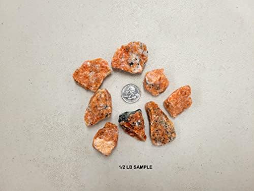 1/2 LB Orange Calcite Crystals - Bulk Orange Calcite Rough Stones - Raw Natural Stones & Crystals - Fountain Rocks for Tumbling, Polishing, Wire Wrapping, Reiki, Chakra Crystal Healing