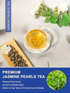 TeeLux Jasmine Pearls Green Tea, Handrolled Green Tea Loose Leaf with Delightful Aroma, Natural Jasmine Pearl Tea, 4 Ounce