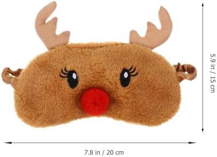 Christmas Elk Plush Sleep Mask, Cute Cartoon Plush Blindfold with 3D Nose for Sleeping, Soft Eye Shade for Travel and Overnight Use