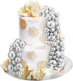 108 Pcs Balls Cake Topper DIY Cupcake Insert Foam Balloons for Cake Baking Wedding Anniversary Birthday Decoration(Silver,Multi Sizes)