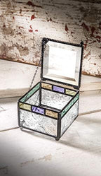 J Devlin - Stained Glass Box Jewelry Dish Trinket Keepsake Display Purple Blue Peach Turquoise - Box 905