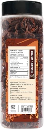 Soeos Star Anise Seeds 6oz (170g), Non-GMO Verified, Great for Baking and Tea, Anis Estrella, Whole Chinese Star Anise Pods, Dried Anise Star Spice