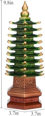 BRABUD Resin Fengshui 9 Level Pagoda Wenchang Tower Statue Colorful 9.8''(H) Protection Business Rises Figurine Buddhism Temple Home Office Decoration TQGJBS702
