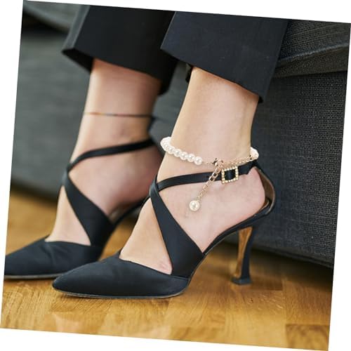 2pcs Women High Heel Shoe Straps Pearl Decorative Straps Closed Toe Heels Detachable Ankle Elegant for Ladies