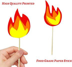 25PCS Fire Cake Decorations Fire Cake Topper Cupcake Toppers for Fire Truck Firefighter Birthday Party Decorations
