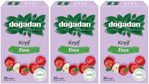 Dogadan, Premium Turkish Apple Tea (Elma Cayi) - 20 Tea Bags - Pack of 3