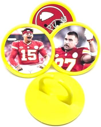 Chiefs Cupcake Toppers Football Super Party Supplies Rings with Mahomes and Kelce - Package of 24, Red