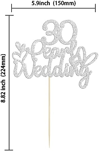 Gyufise 1Pcs 30 Pearl Wedding Cake Topper Glitter 30 Pearl Years Cake Pick Decoration for Happy 30th Anniversary Wedding Party Cake Decorations Supplies