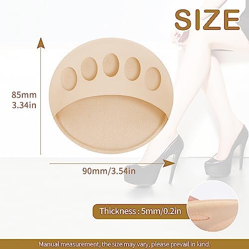 4 Pairs Honeycomb Fabric Forefoot Pads Women High Heels Invisible Socks High Heel Comfort Pads for Relieving Foot Fatigue Comfortable Non-Slip Corrective Toe Socks Pad (2Black 2Beige)