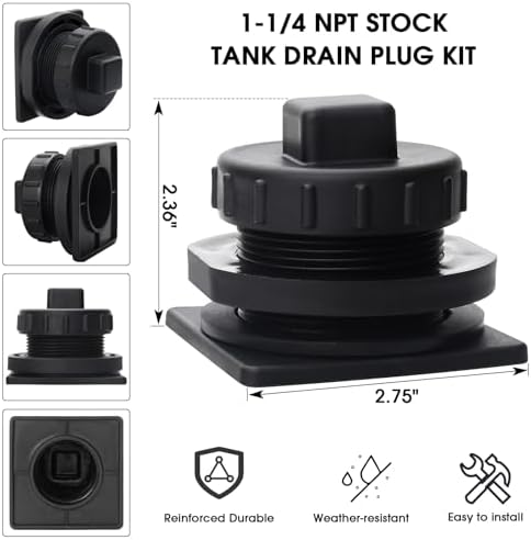 Stock Tank Drain Plug Kit Compatible with Rubbermaid Water Trough Stock Tank 100 50 70 150 300 Gallon,Water Trough Drain Plug for Rubbermaid FG424288BLA/FG424400BLA/FG424500BLA/FG424700BLA