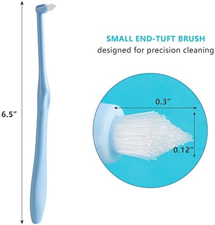 LOVEWEE End-Tuft Tapered Trim Toothbrush, 6 PCS Tufted Interspace Brush Wisdom Gap Toothbrush for Orthodontic Braces Bridges Line and Detail Cleaning