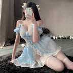 sexy lingerie for women outfit Strap Dress underwear Cosplay Costume Fairy Princess Babydoll Cutout Bodysuit anime Roleplay Ruffled Skirt Dance Bodycon Rave party Sleepwear Blue White