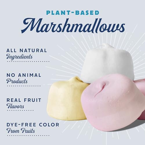 GoodMallow Vegan Marshmallows - Large Kosher Gluten Free Dairy Free Healthy Marshmallows - 8 Oz. Natural Gelatin Free for Hot Chocolate, Smores, Baking - Nothing Artificial - Pink Strawberry