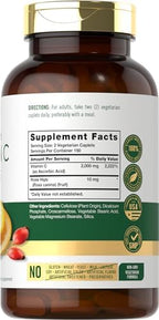 Carlyle Vitamin C 1000mg | 300 Vegetarian Caplets | Ascorbic Acid with Wild Rose Hips | High Strength Formula | Non-GMO and Gluten Free Supplement