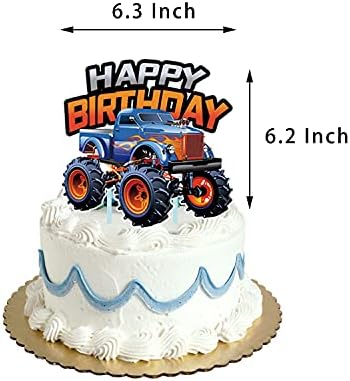 Monster Truck Cupcake Topper Favors for Kids Birthday Party Cake Decorations
