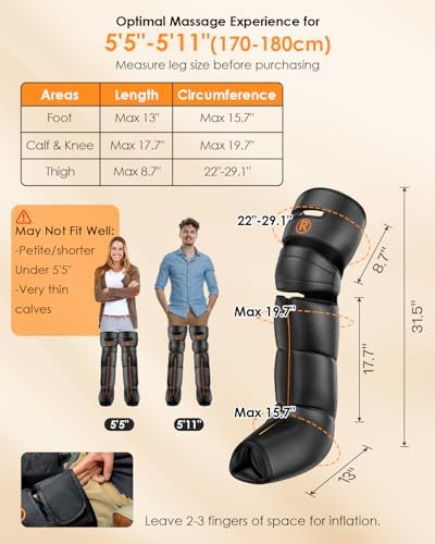 Gifts for Mom Dad, Leg Massager with Heat and Compression - Foot Calf Thigh Massage for Circulation and Pain Relief, Professional Compression Boots with 6 Modes, 9 Intensity, 4 Heat