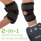 Beurer EM29 2-in-1 Knee and Elbow TENS Machine for Pain Relief with 20 Intensity Levels, 4 Programs, and Reusable Water Contact Electrodes, Digital Muscle Stimulator Device
