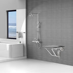 Folding Shower Seat & Chair Wall Mounted for Adults, Fold Down Shower Bench & Stool for Inside Shower, for Small Spaces, Foldable (Black, Extra Large)