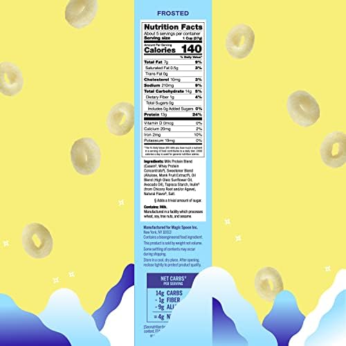 Magic Spoon Cereal - High Protein Cereals - Sugar Free Snacks & Breakfast Food - Grain & Gluten Free Cereal - Healthy Snacks for Kids & Adults - Low Carb & Keto Friendly - 4 Pack, Frosted