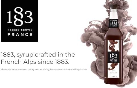 1883 Chocolate Syrup for Drinks, Made in France, 1 Liter Plastic Bottle