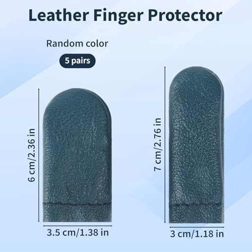 10 PCS Leather Finger Protector Needle - Needle Felting Knitting Finger Protector, Needle Felting Knitting Finger Thimble Guards Tools, Needlework Fingers Thumb Protection Sleeve Cots(Random Color)