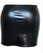 Women's PVC Leather Wet Look Mini Skirt Clubbing Pole Dance with G-String