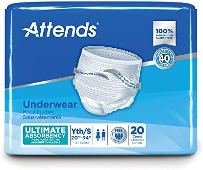 Attends Underwear, Disposable, Heavy Absorbency, Youth/Small, 80 Count