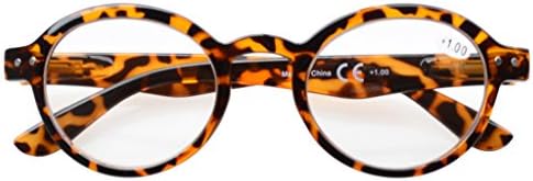 Eyekepper 5-Pack Spring Hinges Round Retro Reading Glasses Inc Sunshine Readers +1.00