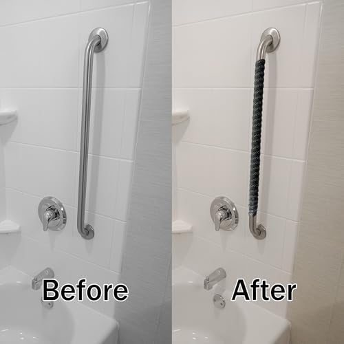 Grab Bars Non-Slip Tape for Bathtubs and Showers - Stainless Steel Bars Anti Slip Tape for Bathroom, Walls, Rail Handrail Covers for Seniors, Elderly, Handicap