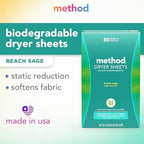 Method Dryer Sheets, Beach Sage, 80 Count