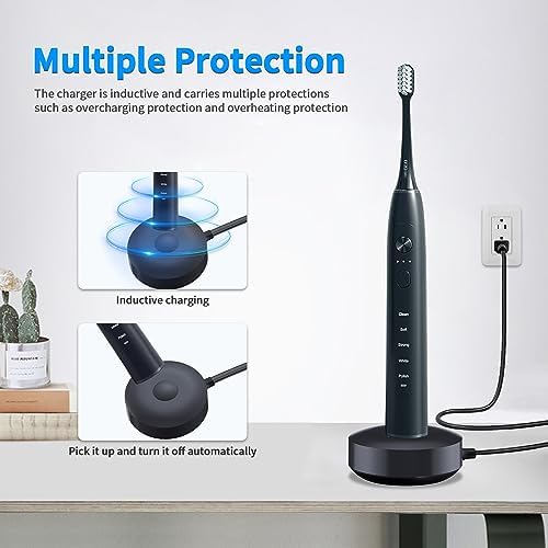 Charging Base Compatible with Oral B iO Series 7/8/9 Electric Toothbrushes, QJH-17 Magnetic Replacement Charger for Braun Oral B iO Charger Base Power Adapter Model 3768 Power Supply Cord (Black)